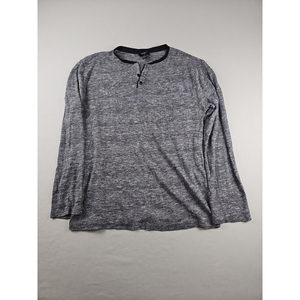 Forever 21 Men's Size M Gray Henley Long Sleeve Shirt Casual